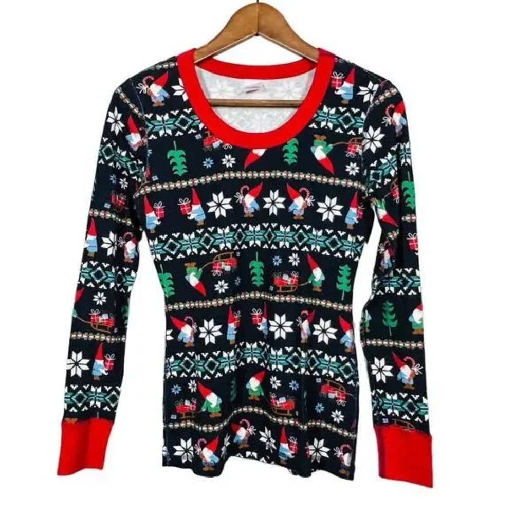 Hanna Andersson Kids Christmas Print‎ Long Sleeve Pajama Top Small NWT